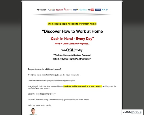 Work at Home On-line Jobs – Work From Home