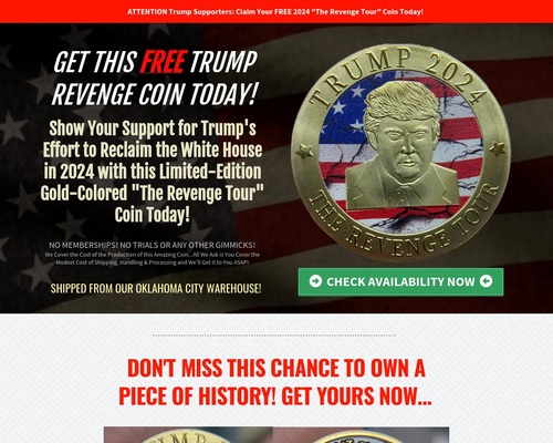 FREE Trump 2024 ‘The Revenge Tour’ Gold Coin