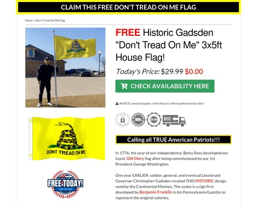 Free Invent not Tread on Me Flags!