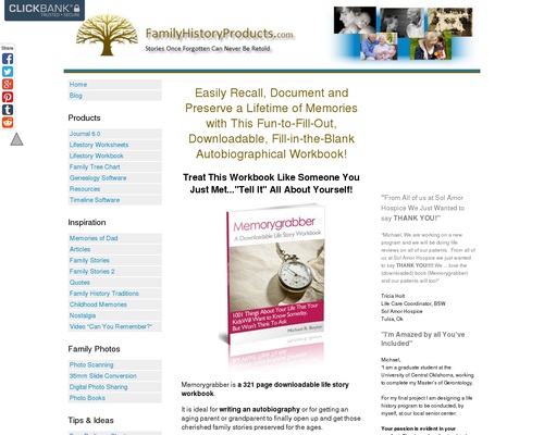 FamilyHistoryProducts.com – 321 Page, Downloadable Lifestyles Chronicle Workbook