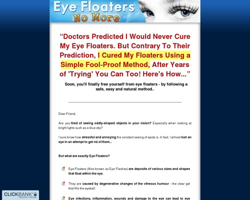 Witness Floaters No More ~ NEW Niche with High Conversions