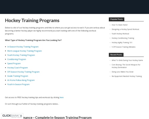 Hockey Training Program – Hockey Exercise Programs